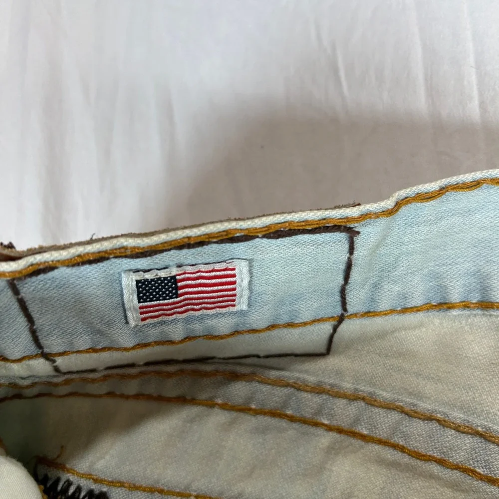 True Religion Ricky Super T Jeans Light Wash Blue Denim Made in USA Mens 40x34